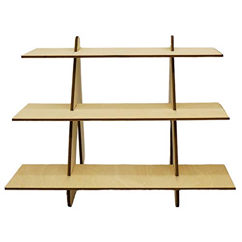 40cm Wide Portable Unfinished Wood 3 Tier Shelf Organizer Craft Booth Display Product Display for Craft Fairs Trade Show, Farmers Markets