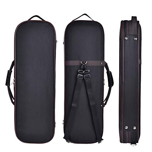 FINO 4/4 Full Size Violin Case Professional Oblong Violin Hard Case with Built-in Hygrometer,Super Lightweight Portable Carrying Bag Slip-On Cover with Backpack Straps (black)