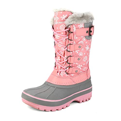 DREAM PAIRS Girls Faux Fur Lined Insulated Waterproof Winter Snow Boots Pink Kriver-1 Size 1 M US Little Kid