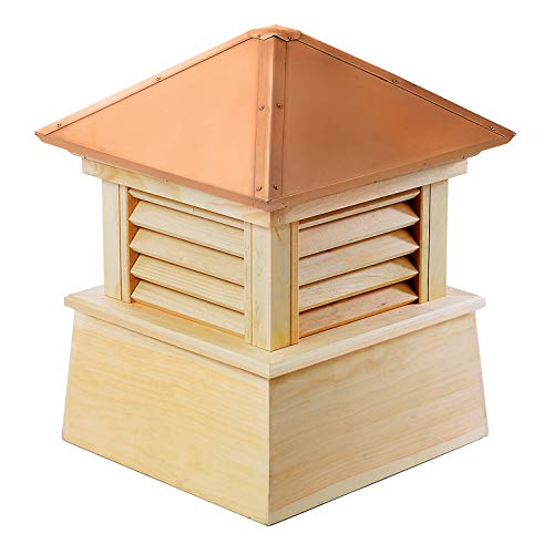 Good Directions Manchester Louvered Cupola with Pure Copper Roof, Cypress Wood, 18' x 22', Quick Ship, Reinforced Rafters and Louvers, Cupolas