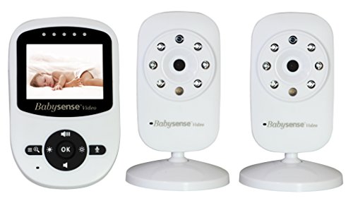 Babysense Video Baby Monitor with 2 Digital Cameras, LCD Display, Infrared Night Vision, 2 Way Talk, Room Temperature, Lullabies, Long Range