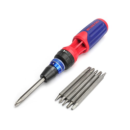 WORKPRO 12-in-1 Multi-Bit Ratcheting Screwdriver, Quick-load Mechanism Bits Hold in Handle
