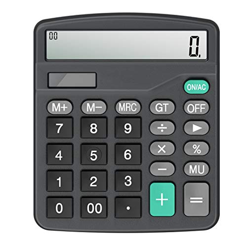 Calculator,Vilcome 12-Digit Solar Battery Office Calculator with Large LCD Display Big Sensitive Button, Dual Power Desktop Calculators (Black)