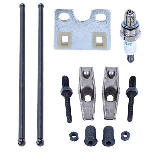 Adefol Gas Engine Valve Push Rod Guide Plate Rocker Arm for Hond GX340 GX390 11HP 13HP Lawn Mower Replacement Parts with Spark Plug for 14410-ZE3-013, 14431-ZE2-010, 14791-ZE2-010, 90012-ZE0-010