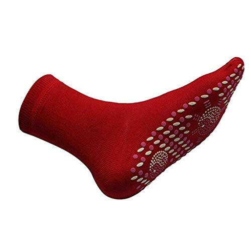 Self Heating Therapy Magnetic Socks Tourmaline Magnetic Unisex winter warm socks for massage Skiing (1pair, red)