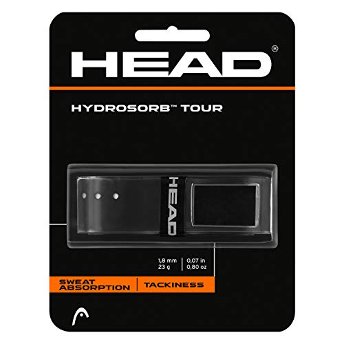 HEAD Hydrosorb Tour Tennis Racket Replacement Grip - Tacky Racquet Handle Grip Tape - Black