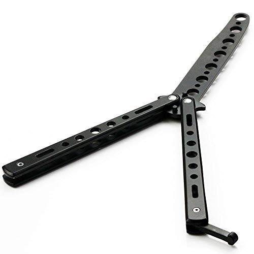 Little World Butterfly Knife, Trainer Practice Tool Steel Metal Folding Knife Unsharpened Butterfly Knife Comb for Practicing Flipping Tricks (Black)