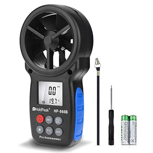 HOLDPEAK 866B Digital Anemometer Handheld Wind Speed Meter for Measuring Wind Speed, Temperature and Wind Chill with Backlight and Max/Min