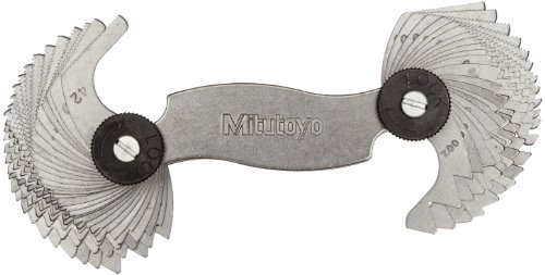 Mitutoyo 188-151, Screw Pitch Gage, 4 - 42 TPI and 0.4 - 7mm, 51 Leaves, Inch/Metric