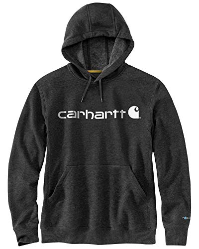 Carhartt mens Force Delmont Signature Graphic Hooded Sweatshirt Work Utility T Shirt, Black Heather, XX-Large US