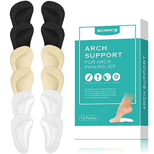 (12PCS) Arch Support,Soft Gel Insole Pads,High Heel Inserts Reusable Arch Cushions Best for Plantar Fasciitis and Flat Feet,Arch Pain Relief, for Men and Women