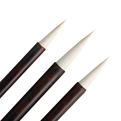 Wancetang Chinese Calligraphy Ink Brush Sumi Brush Set of 3 for Painting Practicing Calligraphy