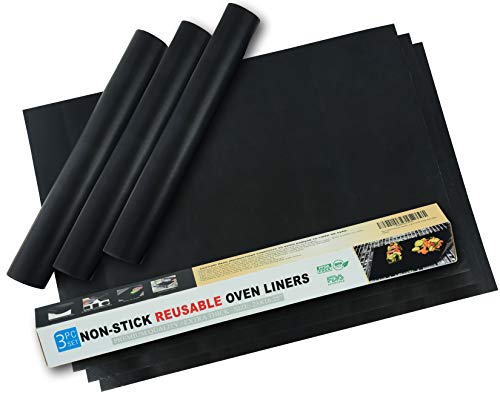 Non-Stick Premium Quality Oven Liner (3- Pieces Set) | Easy To Clean Oven Liners For Bottom Of Electric oven | Heat Resistant Silicone Oven Liner | Reduce Spills and Stuck Food Oven Mat