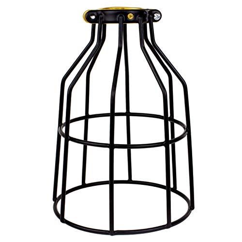 Newhouse Lighting WLG1B Ca Metal Guard for Ceiling Fan, Pendant String Light and Vintage Lamp Shades/Cover, Industrial Wire Fixture Iron Bird Cage, 1 Pack, Black