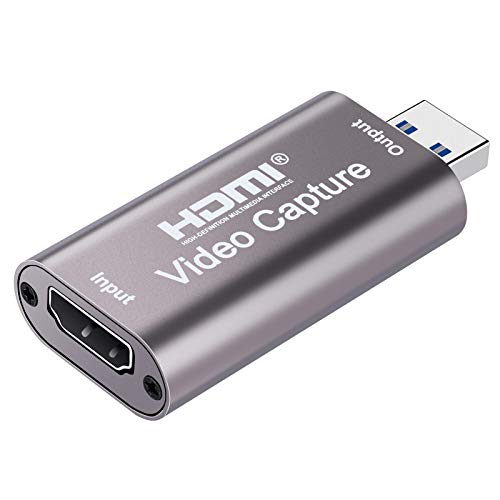 Audio Video Capture Card HDMI to USB 3.0 60FPS— Broadcast Live, Record via DSLR, Camcorder, or Action cam, 1080p , Compact HDMI Capture Device（Coffee）