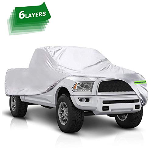 TONBUX Truck Cover 6 Layers - Waterproof All Weather Car Covers with Cotton Protection for Auto Vehicle Indoor Outdoor for Pickup Truck Fits up to 246''