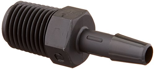 Eldon James A4-4BN Black Nylon Adapter Fitting, 1/4-18 NPT to 1/4' Hose Barb (Pack of 10)