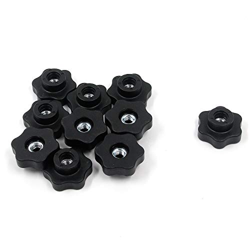 MTMTOOL M8 Knurled Clamping Nuts Knob Handle Without Cap Hexagonal Plum Grip Screw-On Type Clamping Knob Pack of 10