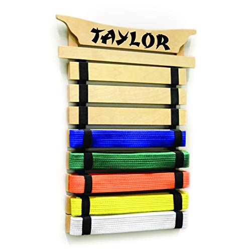 Milliard Karate Belt Display – Holds 8 Martial Arts Belts - Personalize with Stickers