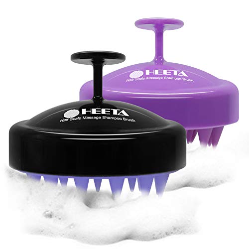 2-Pack Hair Scalp Massager Shampoo Brush, Heeta Wet and Dry Hair Scalp Brush with Soft Silicone (Purple & Black)