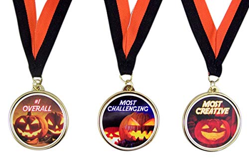 Halloween Party Trophy Award Medals for Pumpkin Carving or Costume Contest, Set of 3