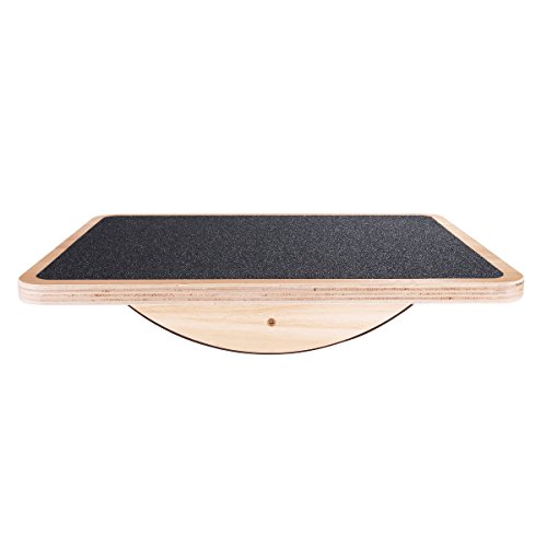 StrongTek Professional Wooden Balance Board, Rocker Board, 17.5 Inch Wood Standing Desk Accessory, Balancing Board for Under Desk, Anti Slip Roller, Core Strength, Stability, Office Wobble Boards …