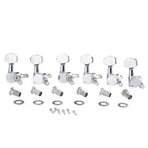 Musiclily Pro 6 inline Guitar Locking Tuners String Tuning Pegs Machines Heads Set for Fender Stratocaster Telecaster Electric Guitar Parts,Chrome