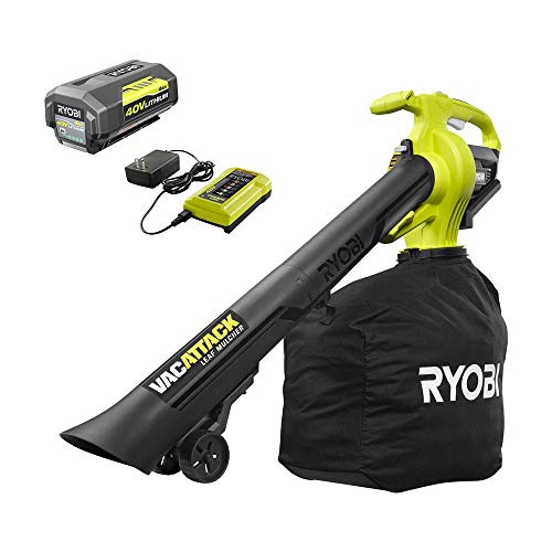 RYOBI RY40450 40-Volt Lithium-Ion Cordless Leaf Vacuum/Mulcher with 4.0 Ah Battery and Charger Included