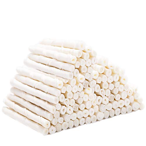 MON2SUN Dog Rawhide Twist Sticks Natural 5 Inch 120 Count for Puppy and Small Dogs