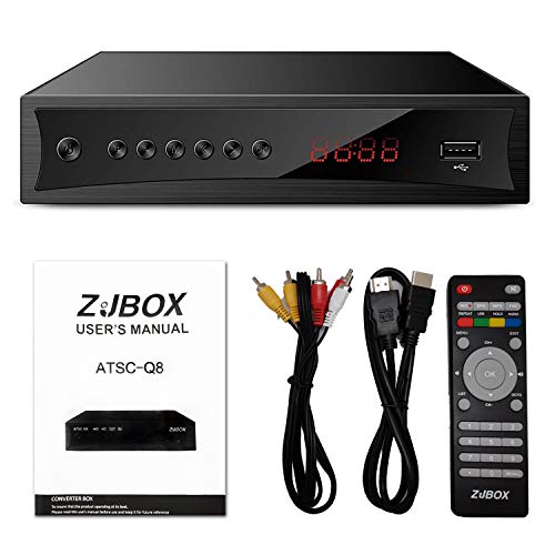 Digital TV Converter Box, ATSC Cabal Box - ZJBOX for Analog HDTV Live1080P with PVR Recording&Playback,HDMI Output,Timer Setting HDTV Set Top TV Box Digital Channel Free