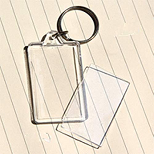 King&Pig 50PCS Key Chains Key Rings with Transparent Clear Picture Photo Frames Can Open Keychains (rectangle)