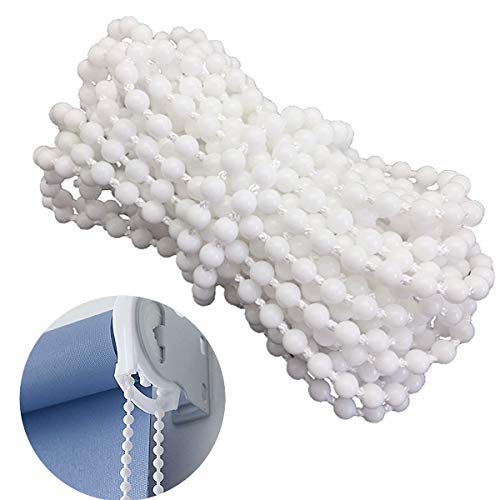 YEQIN Roller and Roman Shade Blind Beaded Chain Cord，White Plastic Roller Blind Chain Repair，Roller Curtain Bead Rope,Blind Beaded Cord for Roller Blind Fitting(10 Yards)