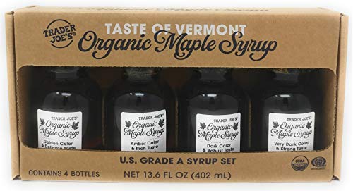 Trader Joe's - Taste of Vermont Organic Maple Syrup Sampler - U.S Grade A Syrup Set. Contains 4 Bottles
