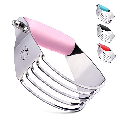 Professional Dough Blender, Pastry Cutter Stainless Steel, Heavy Duty Pastry Blender and Dough Cutter with Blades by Zulay Kitchen - Pink