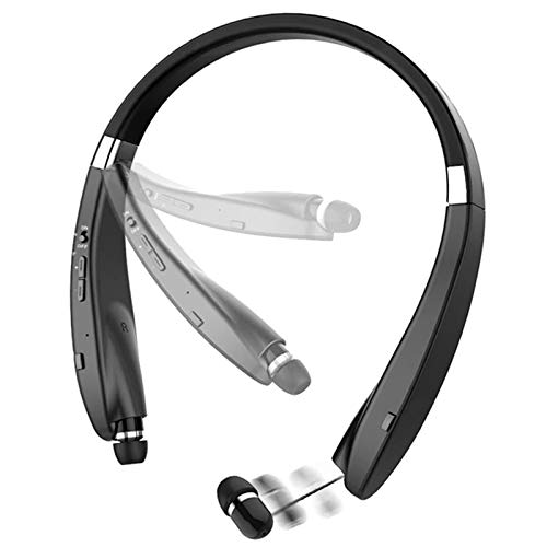 Foldable Bluetooth Headset, Beartwo Lightweight Retractable Bluetooth Headphones for Sports&Exercise, Noise Cancelling Stereo Neckband Wireless Headset (with carry case)