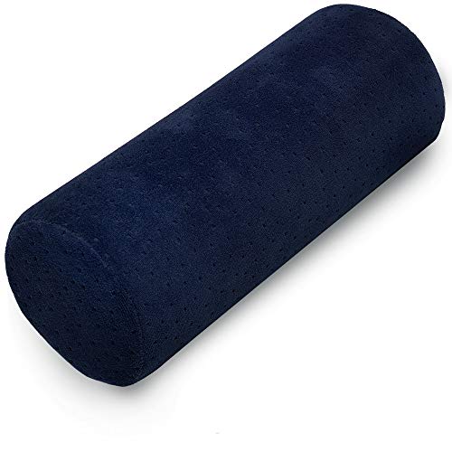 Bamboo Navy Round Cervical Roll Cylinder Bolster Pillow with Removable Washable Cover, Ergonomically Designed for Head, Neck, Back, and Legs || Ideal for Spine and Neck Support