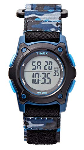 Timex Boys TW7C77400 Time Machines Digital Black/Blue Camouflage Fast Wrap Strap Watch