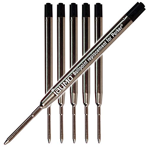 6 - Black Parker Compatible Ballpoint Pen Refills. Smooth Writing German Ink and 1mm Medium Tip. #1782467