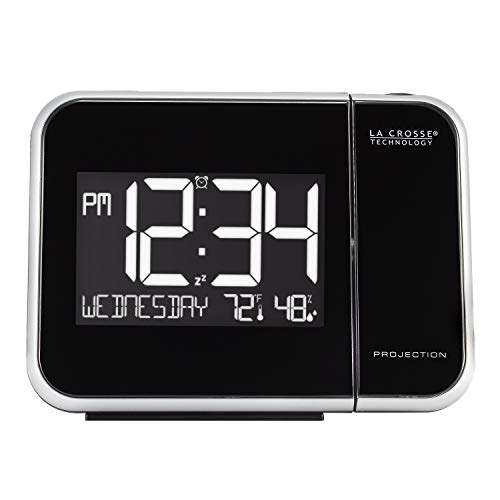 La Crosse Technology 616-1412 Projection Alarm Clock with Indoor Temperature, Black