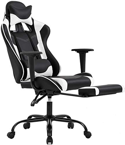 PC Gaming Chair Ergonomic Office Chair Desk Chair PU Leather Racing Executive Modern Swivel Rolling High Back Computer Chair with Arms Footrest Lumbar Support for Women Men Adults Girls