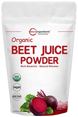 Organic Super Beet Juice Powder, 1 Pound (16 Ounce), Beet Pre-Workout Powder, Natural Nitrates for Energy & Immune System Booster, Best Superfoods and Flavor for Beverage and Smoothie, Water Soluble