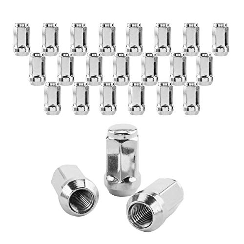 Partschoice 24PCS Wheel Lug Nuts M14x2 Silver Chrome, M14x2 Closed End Cone Seat 19mm Hex Compatible with 04-13 Ford Expedition F-150 & Lincoln Navigator