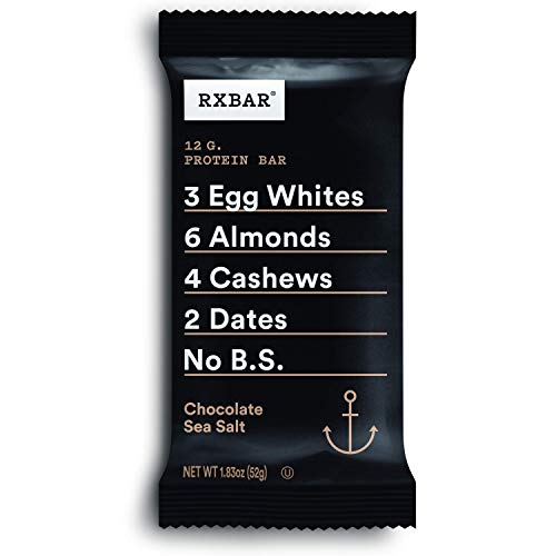 RXBAR, Chocolate Sea Salt, Protein Bar, 1.83 Ounce (Pack of 12), High Protein Snack, Gluten Free