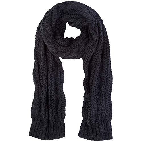 Women And Mens Winter Thick Cable Knit Wrap Chunky Long Warm Scarf D-Black