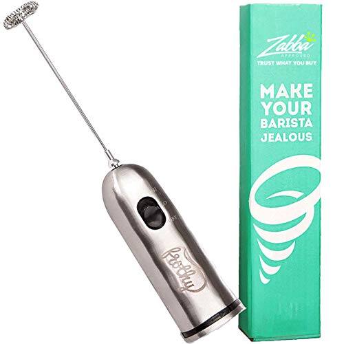 Electric Milk Frother, Handheld Drink Mixer - Foamer for Smooth, Creamy Coffee, Lattes, Cappuccino, Frappe, Milkshakes & More - Durable Stainless Steel, 2-Speed Mini Hand Whisk - Battery Operated