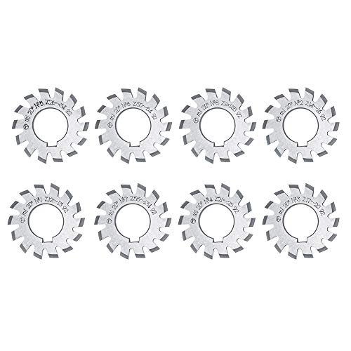 8Pcs 1-8 Involute Gear Cutters for Milling Machine High Speed Steel Disk-Shaped 20° Pressure Angle M1