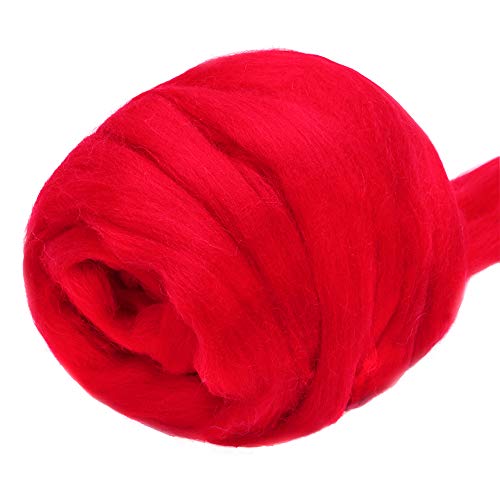 Jupean 3.53oz Wool Roving Yarn, Fiber Roving Wool Top, Wool Felting Supplies, 100% Pure Wool, Chunky Yarn, Spinning Wool Roving for Needle Felting Wet Felting DIY Hand Spinning