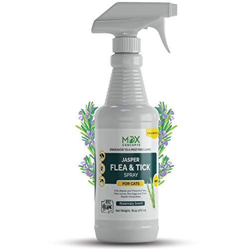 mdxconcepts Organic Flea and Tick Control Spray for Cats- Made in USA - Rosemary Oil flea Treatment for Cats–Flea Repellent 100% Natural –Essential Oils – Flea Killer - Safe to Use –16 oz