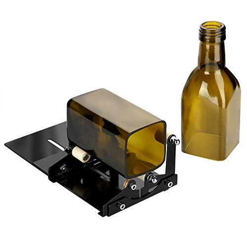 Glass Bottle Cutter, Fixm Square & Round Bottle Cutting Machine, Wine Bottles and Beer Bottles Cutter Tool with Accessories Tool Kit（Upgrade Version）
