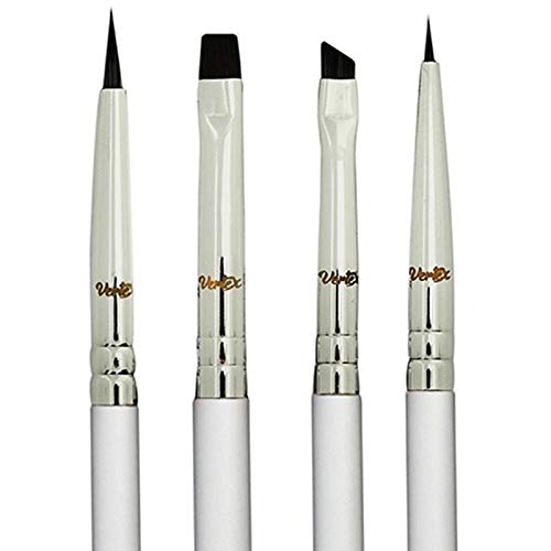 Eyeliner Brush Set - Fine, Angled, Winged, Firm, and Flat Brushes - Liquid or Gel Eyeliner Applicator - Pencil-Point Thin Bristles for Detailed Precision Eye Liner Makeup Brush Set (4 Brush Set)